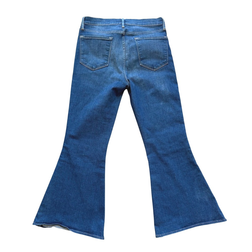 FRAME Le Crop Bell High Rise Flare Jeans Blue Medium Wash Women's Size 29 - Picture 2 of 9